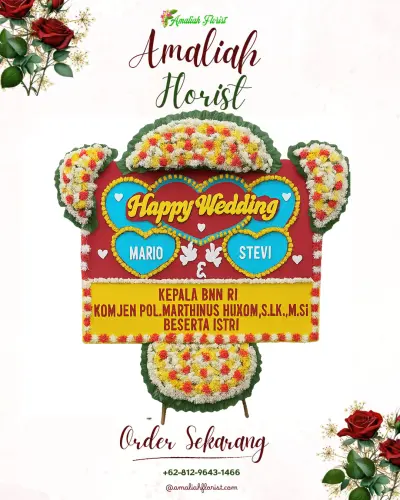 Karangan Papan Bunga Pernikahan di Wangandalem
